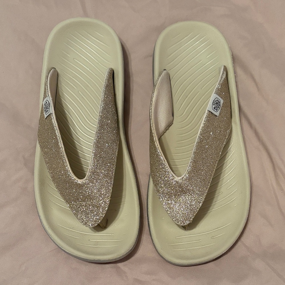 Hey Dude Glittery Gold Women's Sandals